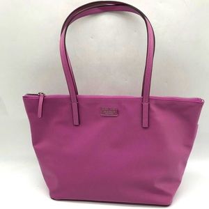 Kate ♠️ Spade Hayden Top Zip Pink Nylon Tote WKRU6537-$249 Retail Ruffled Pansy